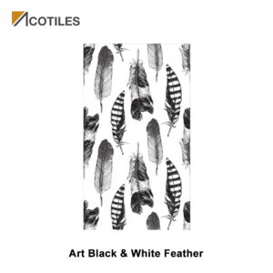 Art Black And White Feather Thin Tiles