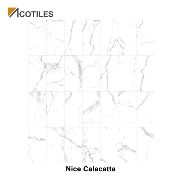Nice Calacatta Thin Tiles - 600mm x 1200mm x 6mm - 28 Faces