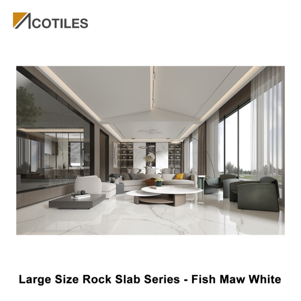 Large Size Rock Slab Series Designer Tiles - Fish Maw White - JQA163212X210 - JQA163212G210